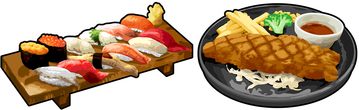 寿司とステーキ